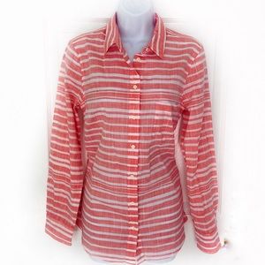 J. Crew Striped Boy Gauze Cotton Shirt Small